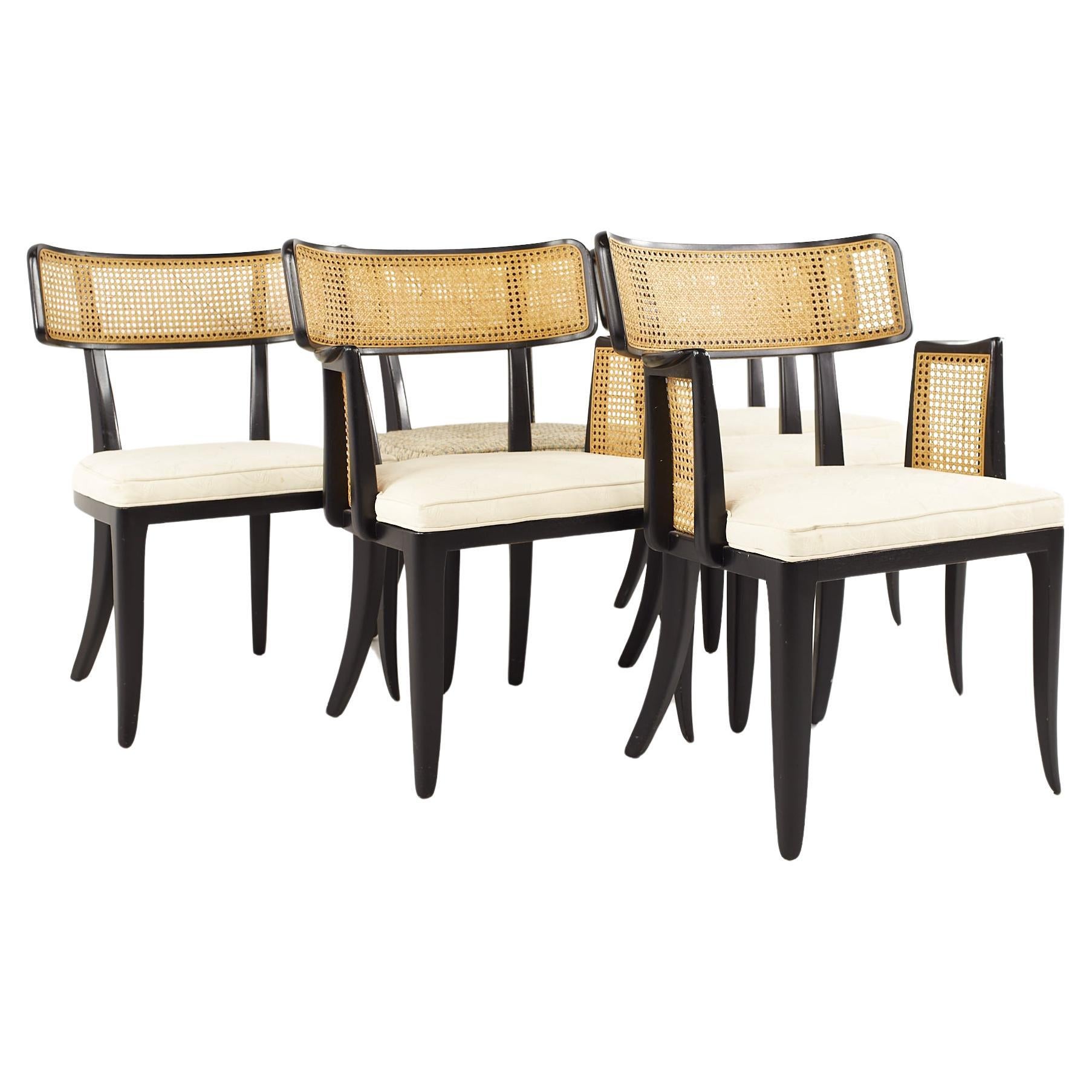 Edward Wormley for Dunbar Mid Century Cane Back Dining Chairs - Set of 6 For Sale