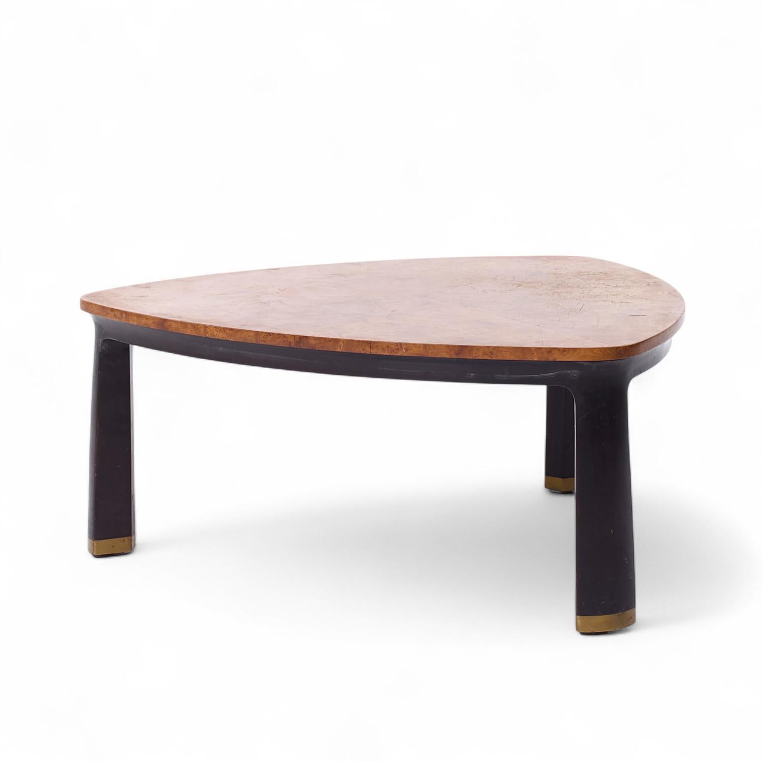 American Edward Wormley for Dunbar Mid Century Carpathian Elm Burlwood Coffee Table For Sale