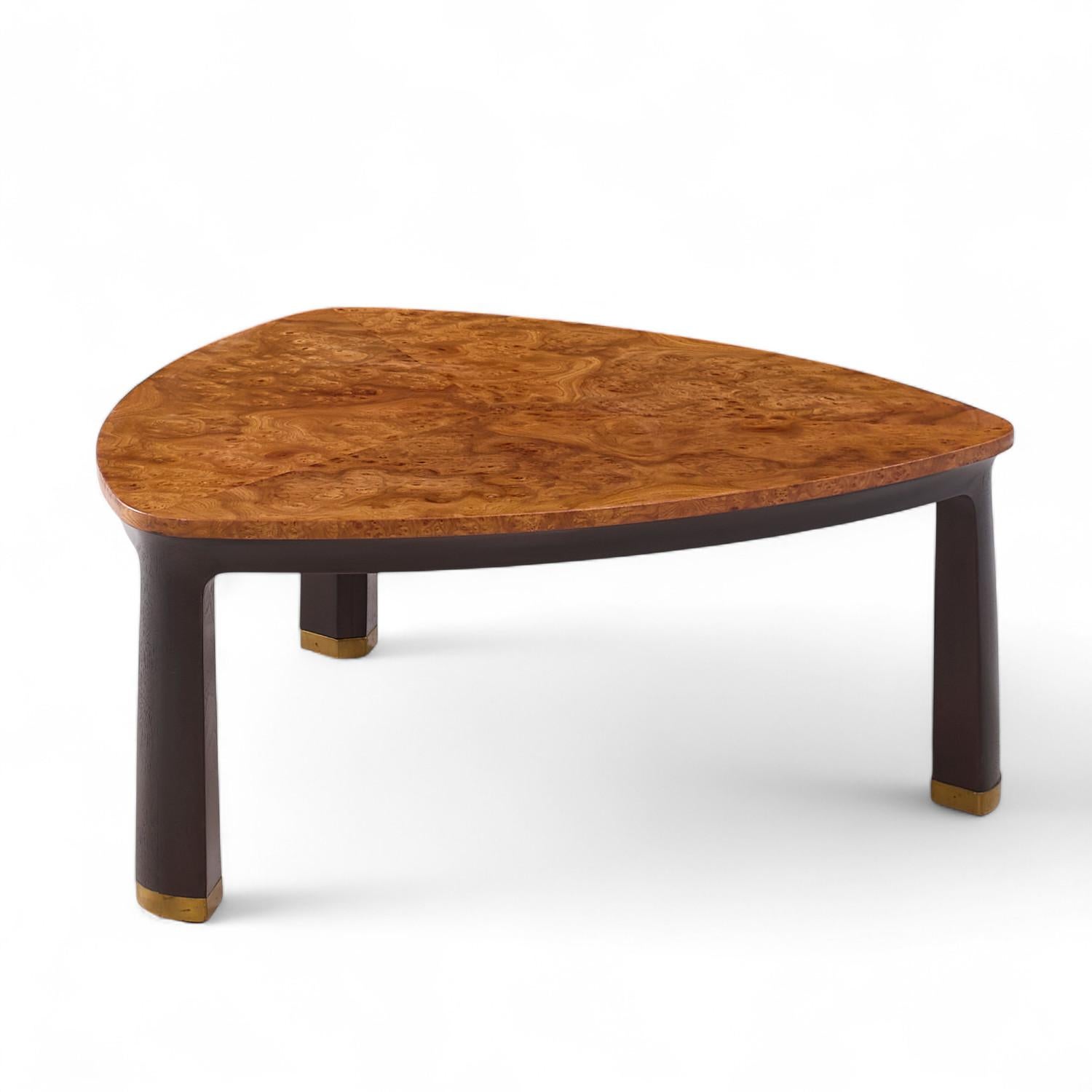 American Edward Wormley for Dunbar Mid Century Carpathian Elm Burlwood Coffee Table For Sale