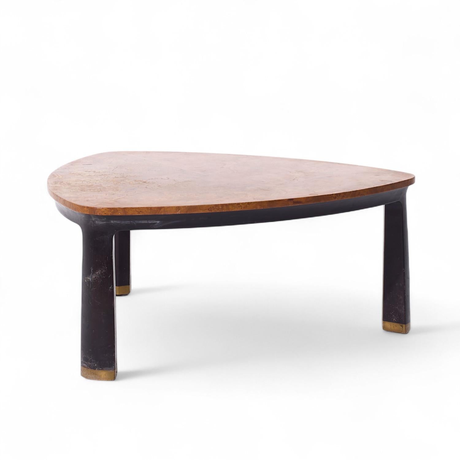 20th Century Edward Wormley for Dunbar Mid Century Carpathian Elm Burlwood Coffee Table For Sale