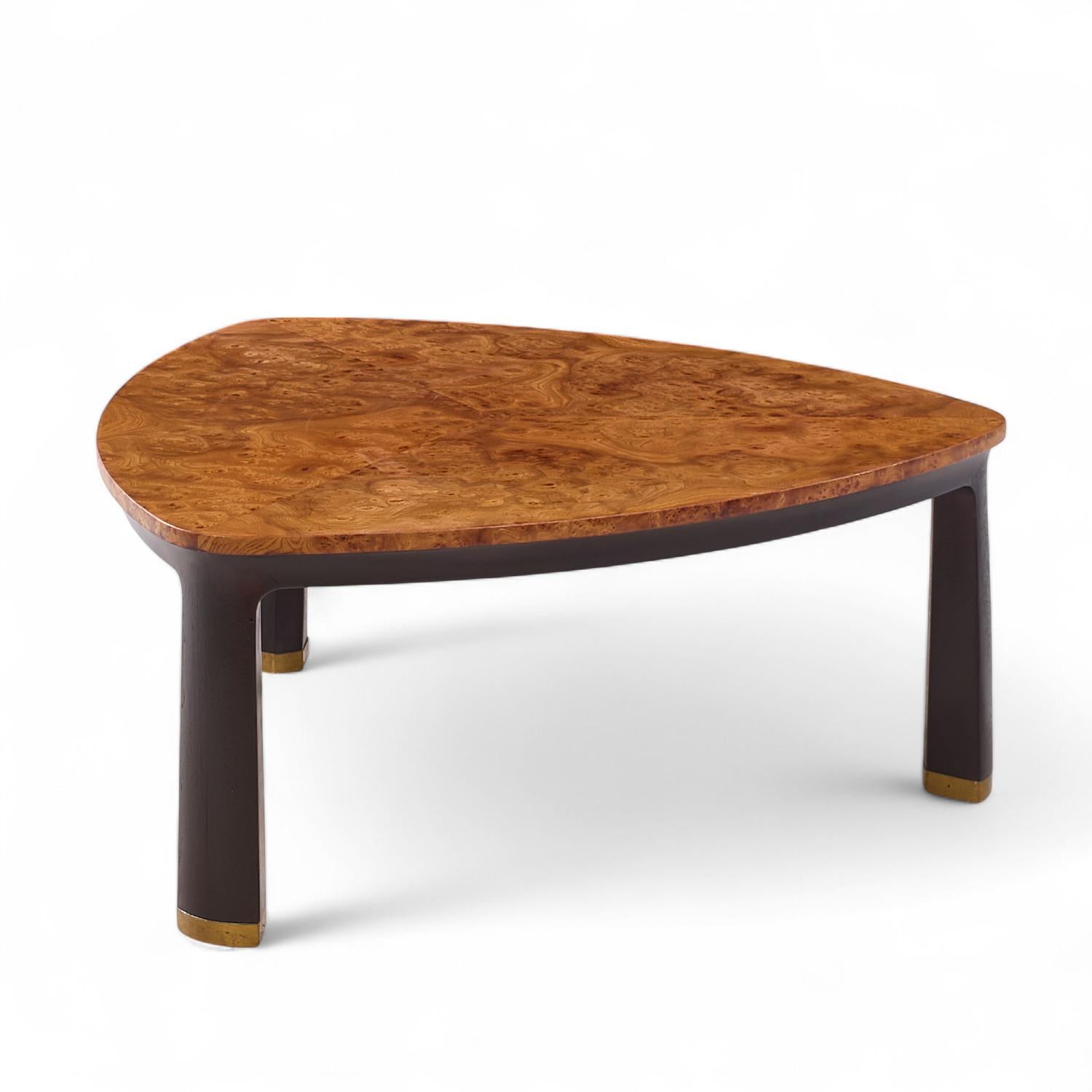 Edward Wormley for Dunbar Mid Century Carpathian Elm Burlwood Coffee Table For Sale 1