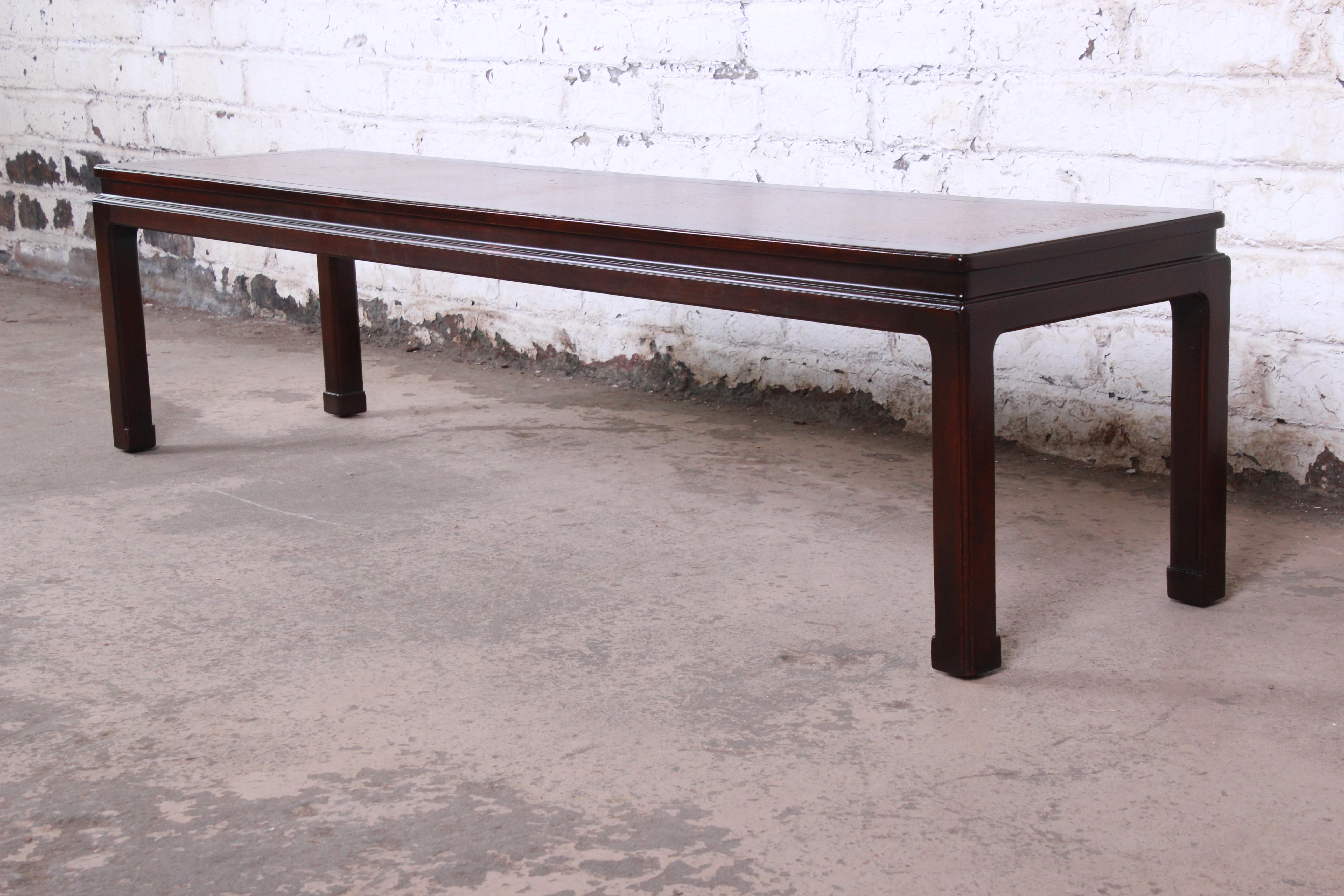 American Edward Wormley for Dunbar Midcentury Chinoiserie Mahogany and Cork Coffee Table