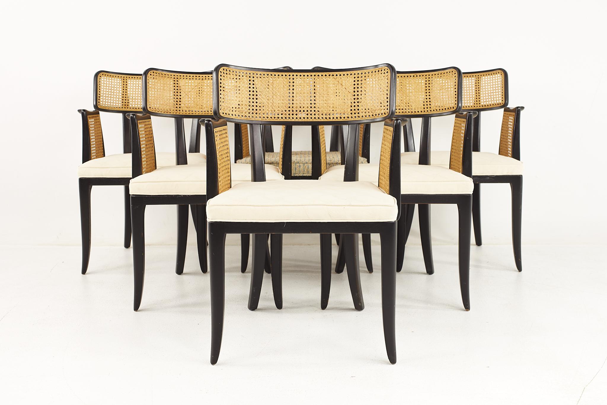 Edward Wormley for Dunbar Mid Century Dining Chairs – Set of 6

Each side chairs measure: 22 wide x 20 deep x 34 high, with a seat height of 18 inches
Each arm chair measures: 25 wide x 21 deep x 34 high, with a seat height of 18 inches and arm