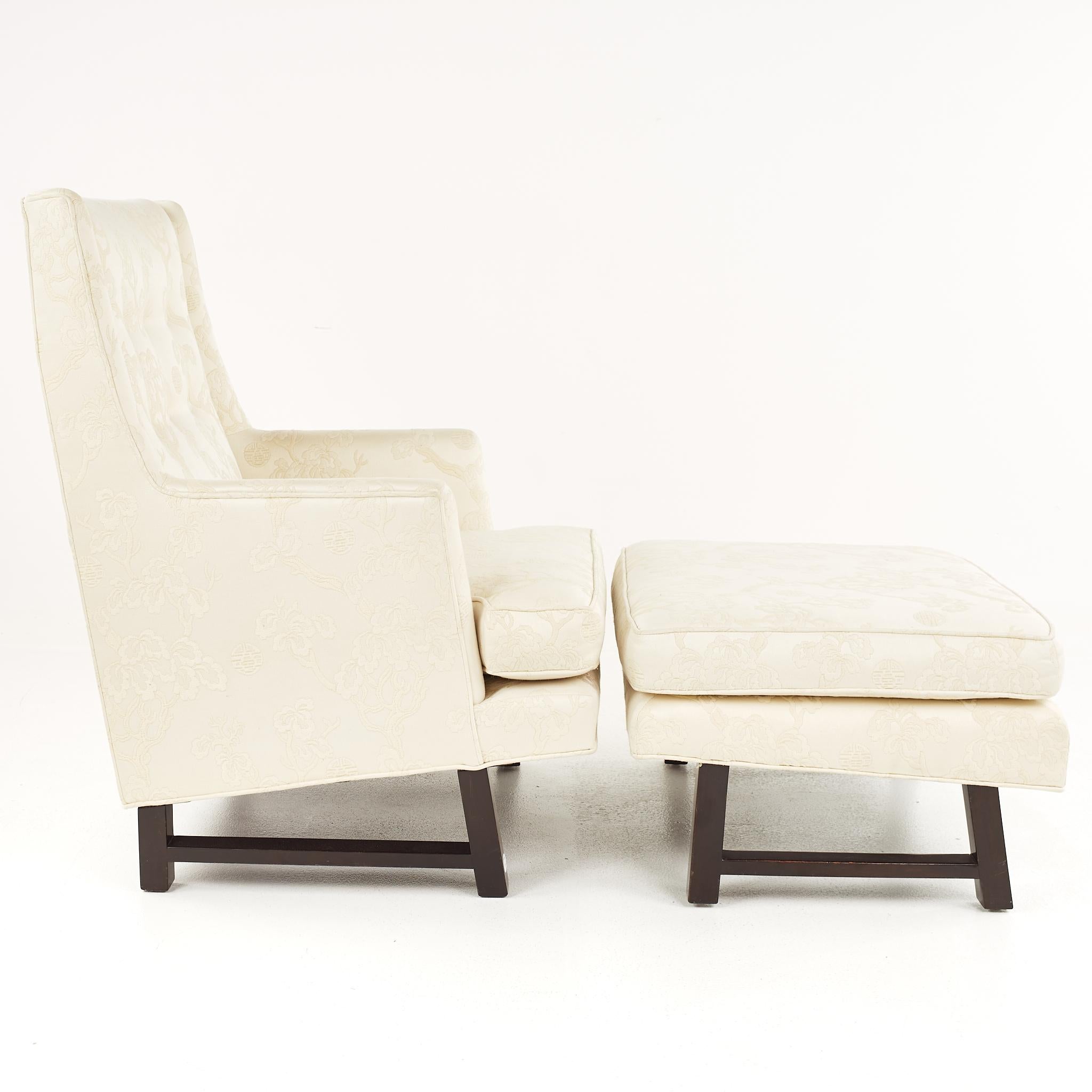 Upholstery Edward Wormley for Dunbar Mid Century Lounge Chair and Ottoman For Sale