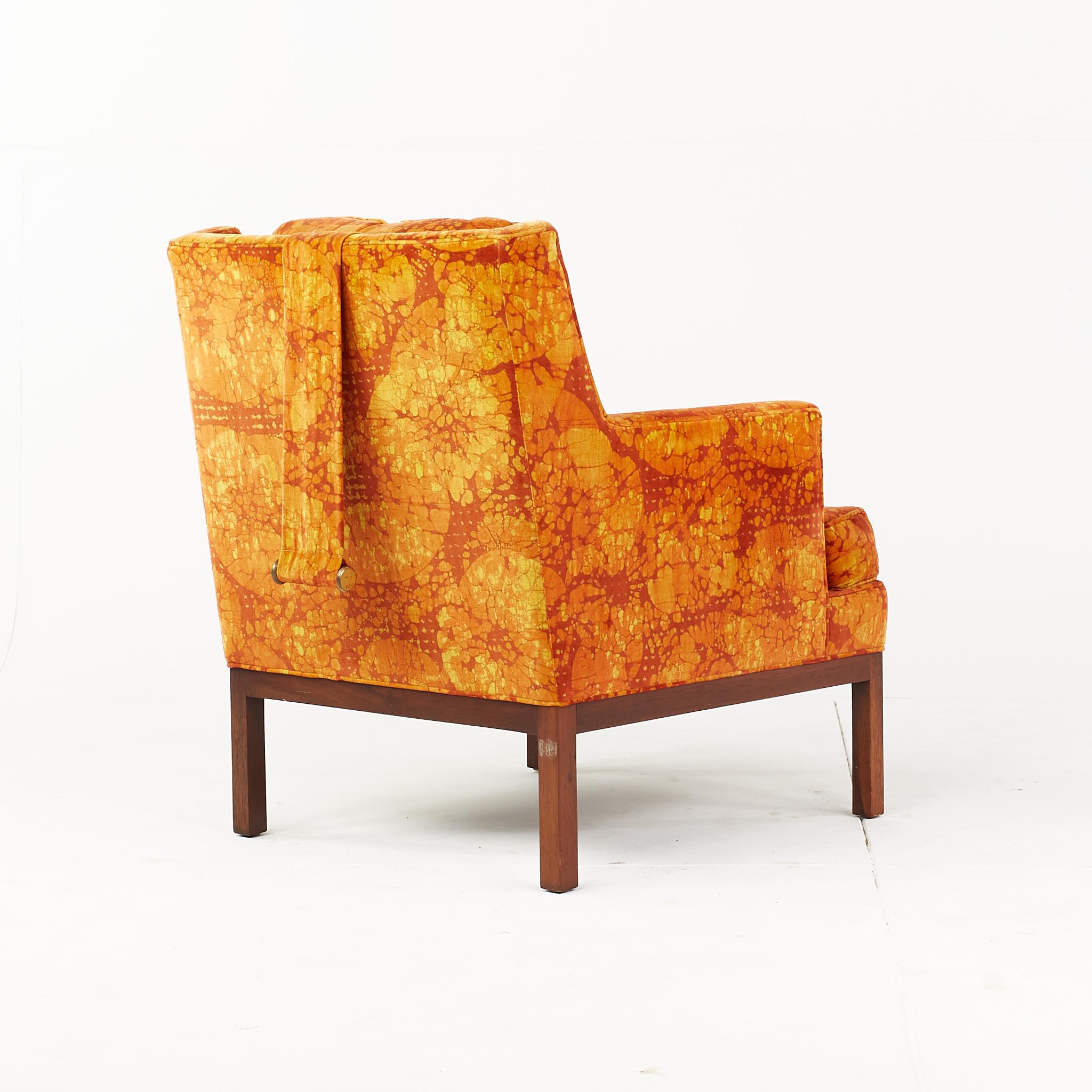 American Edward Wormley for Dunbar Mid Century Lounge Chair with Jack Lenor Larsen Fabric For Sale