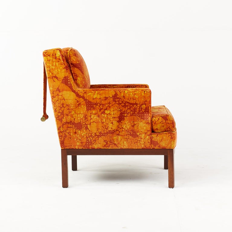 Edward Wormley for Dunbar Mid Century Lounge Chair with Jack Lenor Larsen Fabric For Sale 1