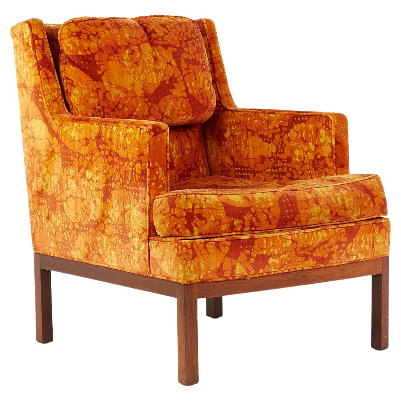 Edward Wormley for Dunbar Mid Century Lounge Chair with Jack Lenor Larsen Fabric For Sale