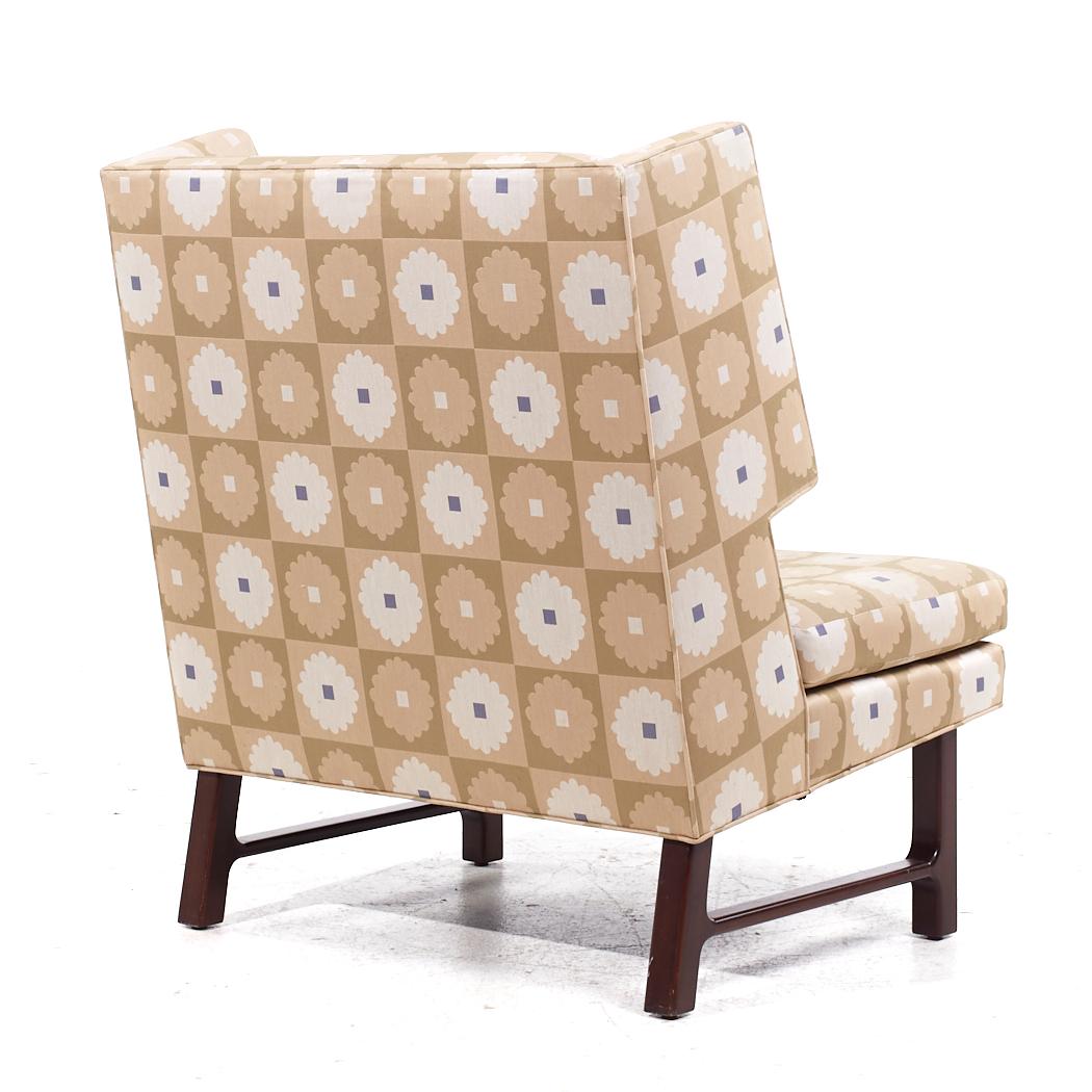Tissu d'ameublement Paire de fauteuils de salon Wingback mi-siècle Edward Wormley pour Dunbar en vente