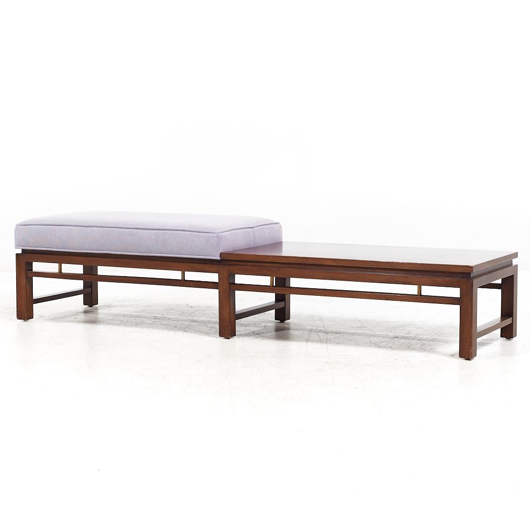 Mid-Century Modern Edward Wormley for Dunbar Mid Century Mahogany and Brass Bench For Sale