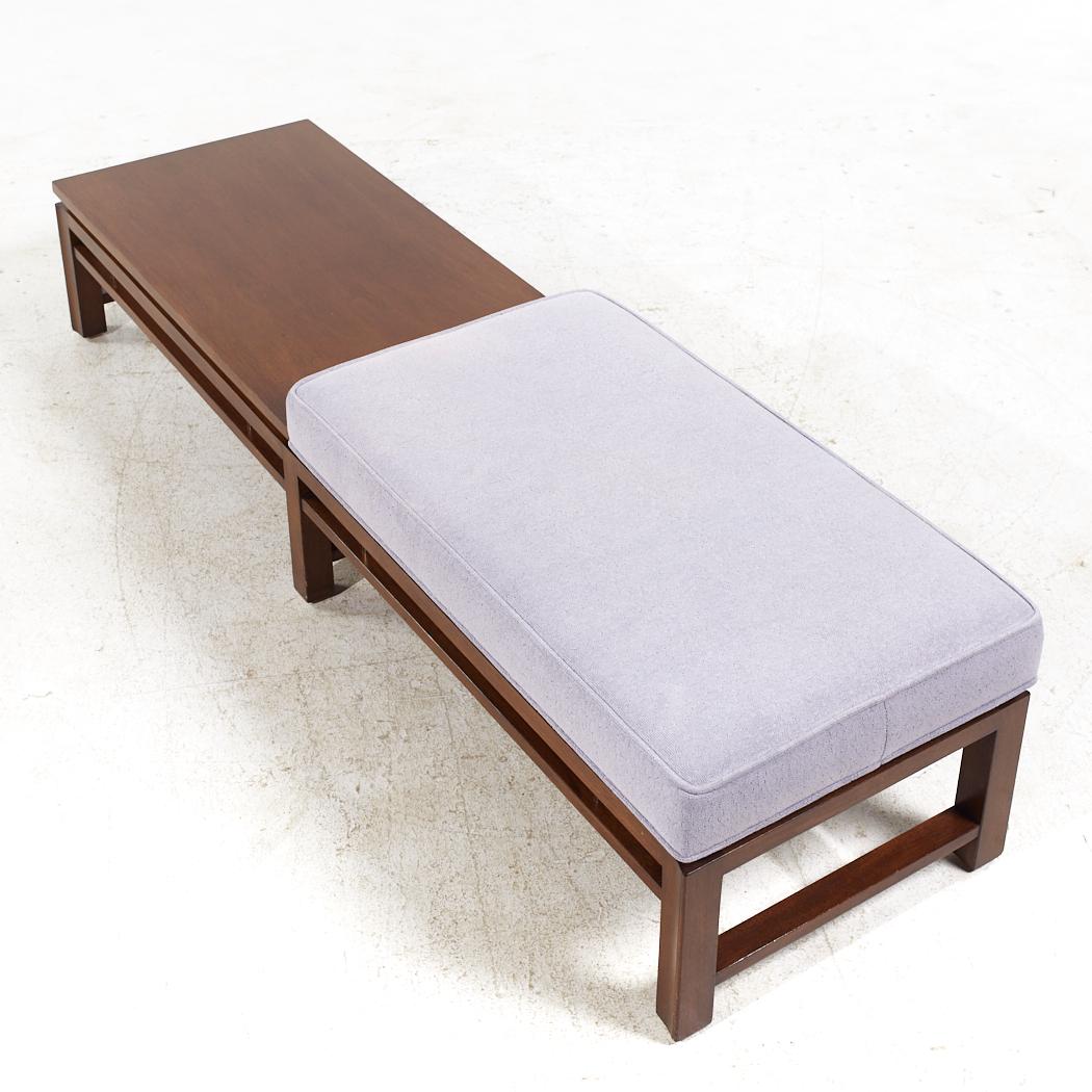 Edward Wormley for Dunbar Mid Century Mahogany and Brass Bench For Sale 3