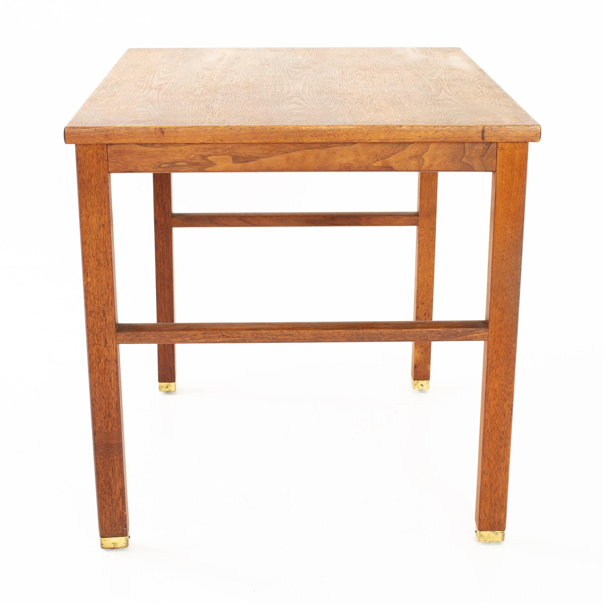 American Edward Wormley for Dunbar Mid Century Mahogany and Brass Side End Table For Sale