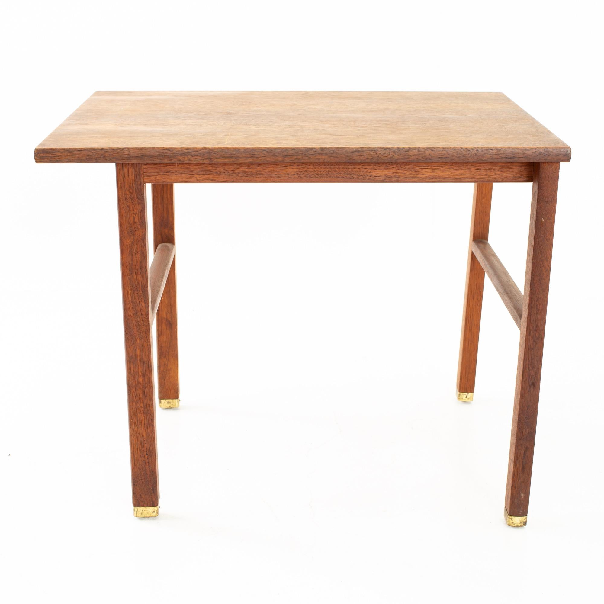 Late 20th Century Edward Wormley for Dunbar Mid Century Mahogany and Brass Side End Table For Sale