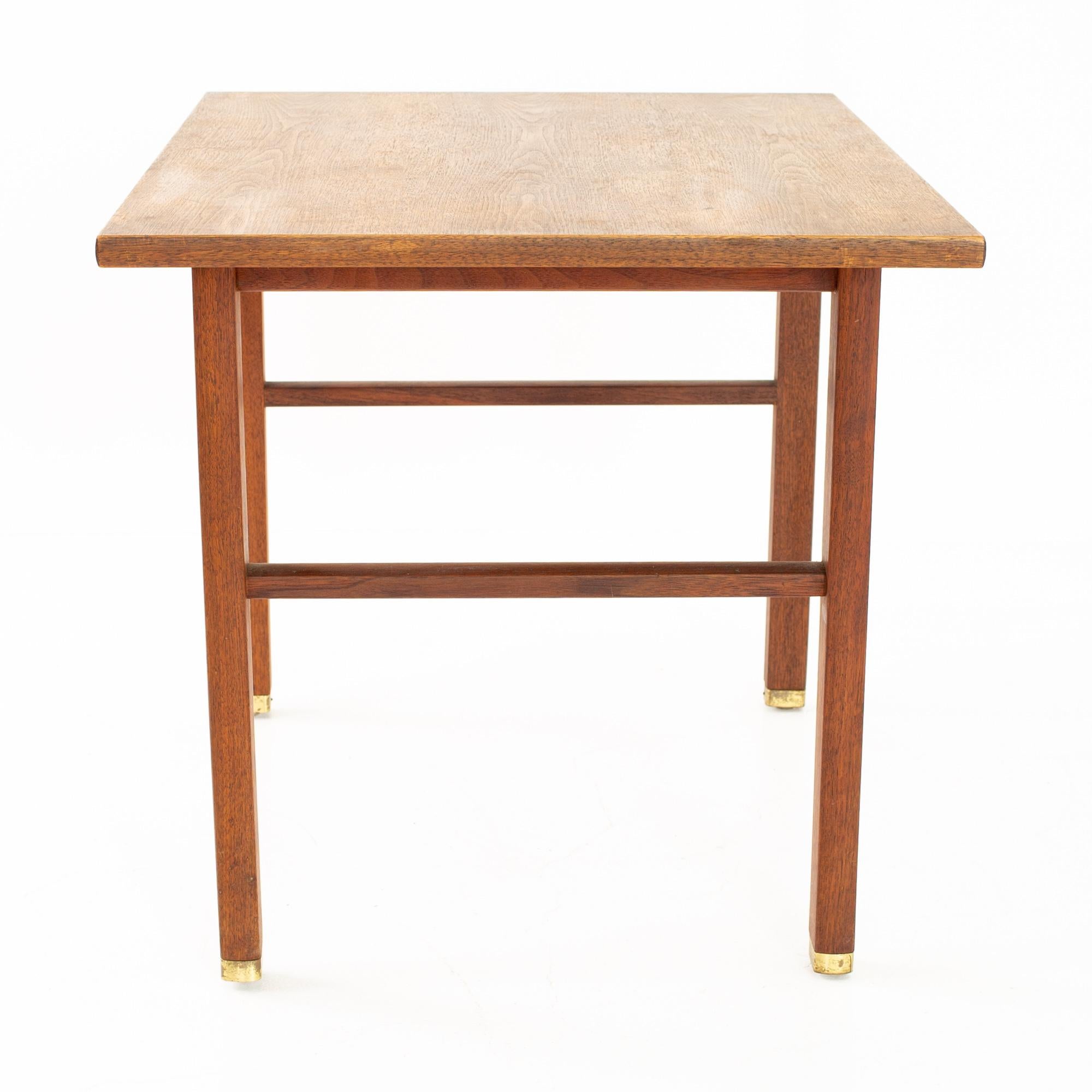 Edward Wormley for Dunbar Mid Century Mahogany and Brass Side End Table For Sale 1
