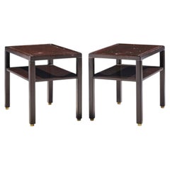 Paire de tables d'appoint en acajou et laiton « Dunbar Mid Century » signées Edward Wormley