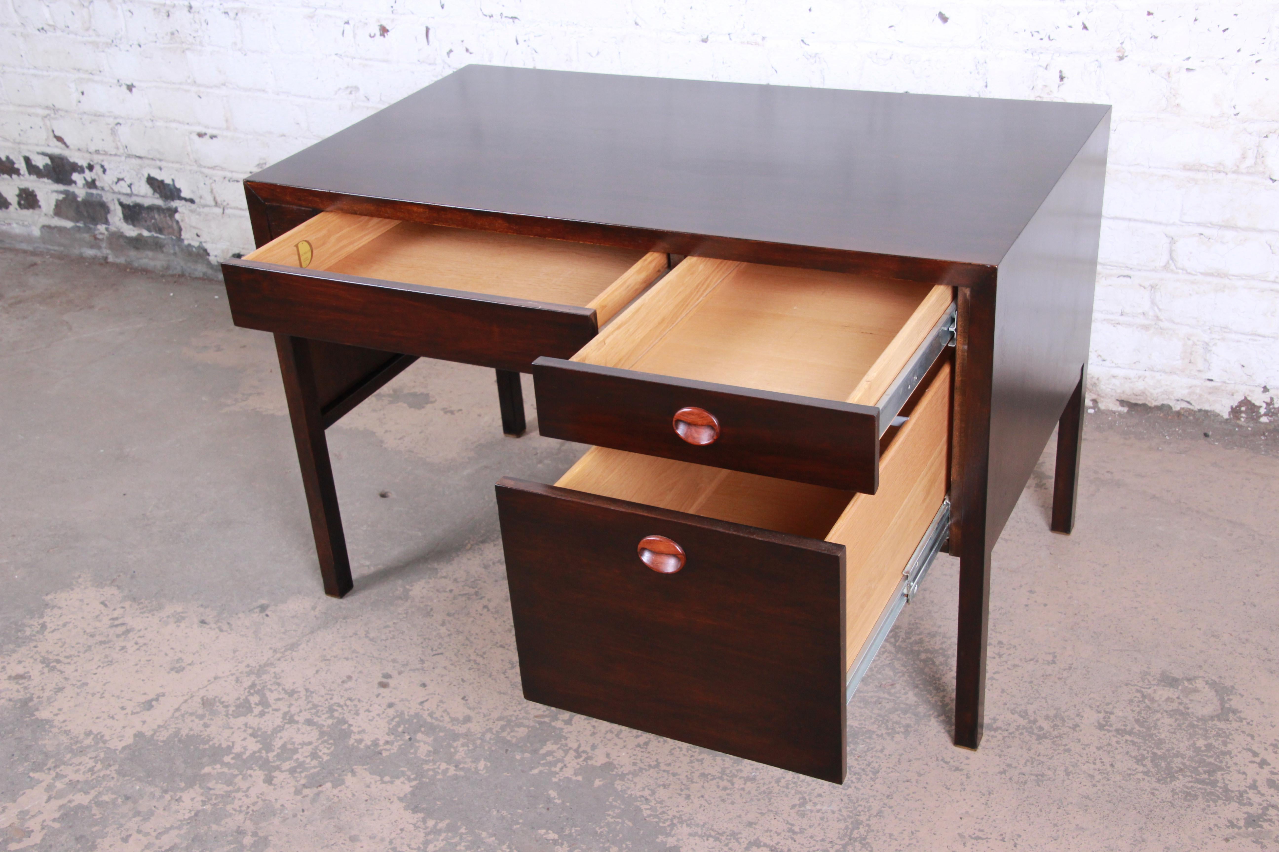 Edward Wormley for Dunbar Midcentury Mahogany and Rosewood Drop-Leaf Desk, 1950 In Good Condition In South Bend, IN