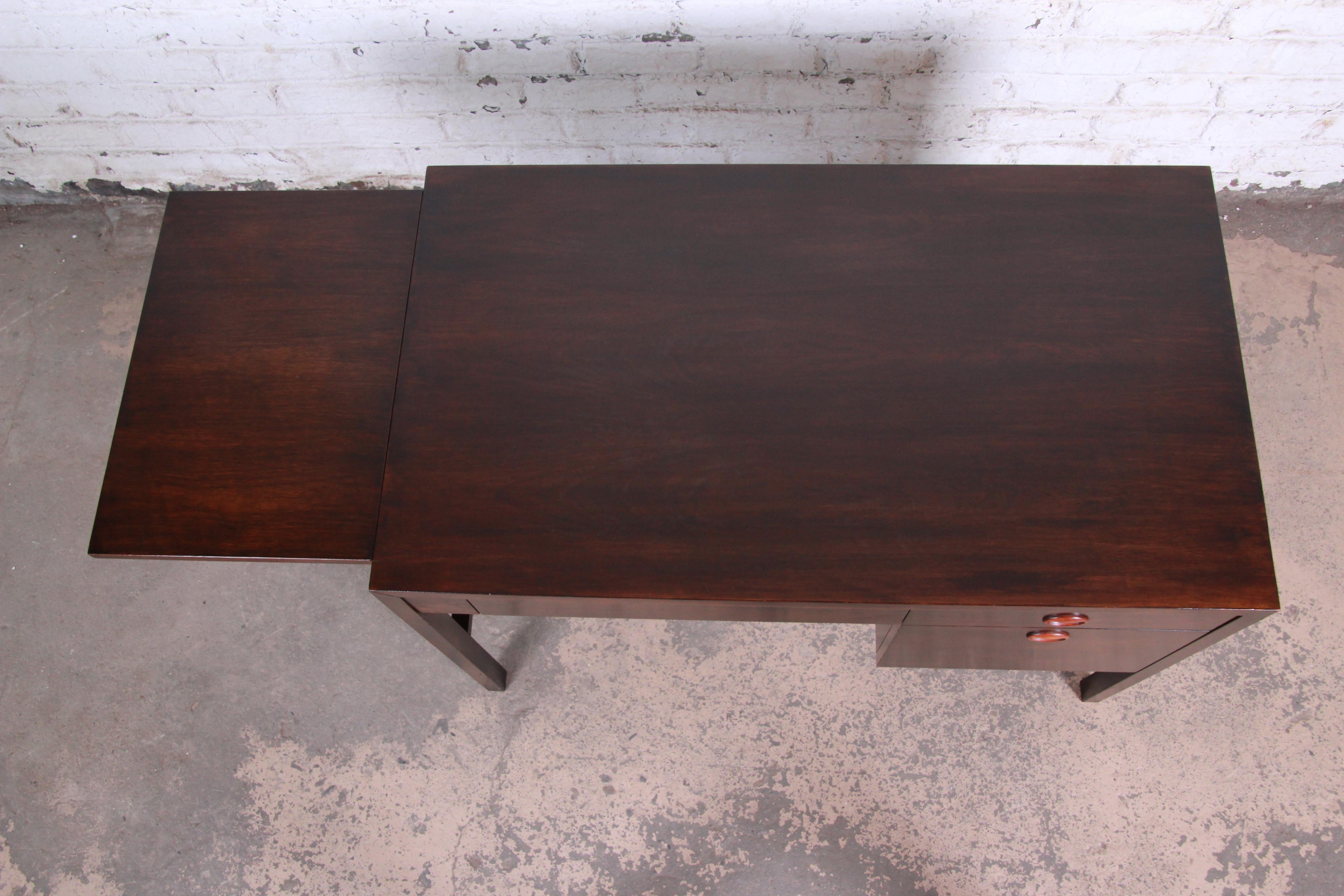 Edward Wormley for Dunbar Midcentury Mahogany and Rosewood Drop-Leaf Desk, 1950 3