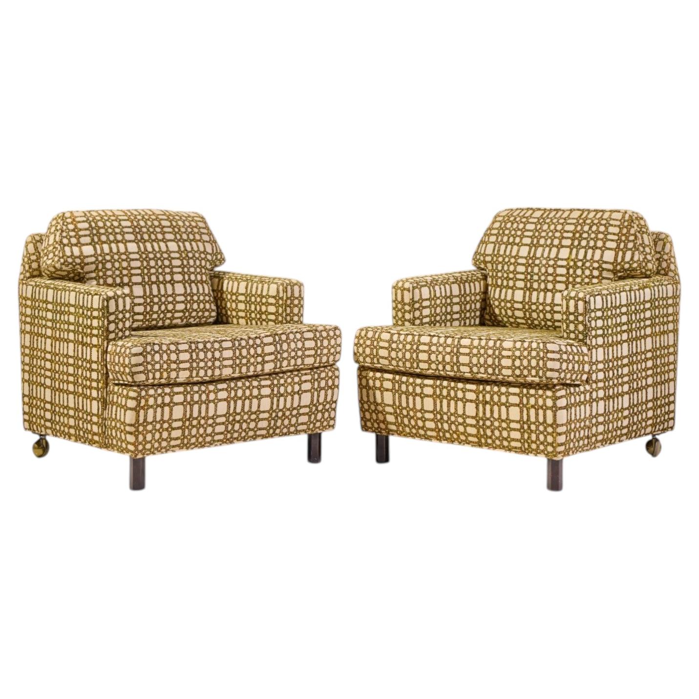 Edward Wormley for Dunbar Mid Century Mahogany Lounge Chairs - Pair