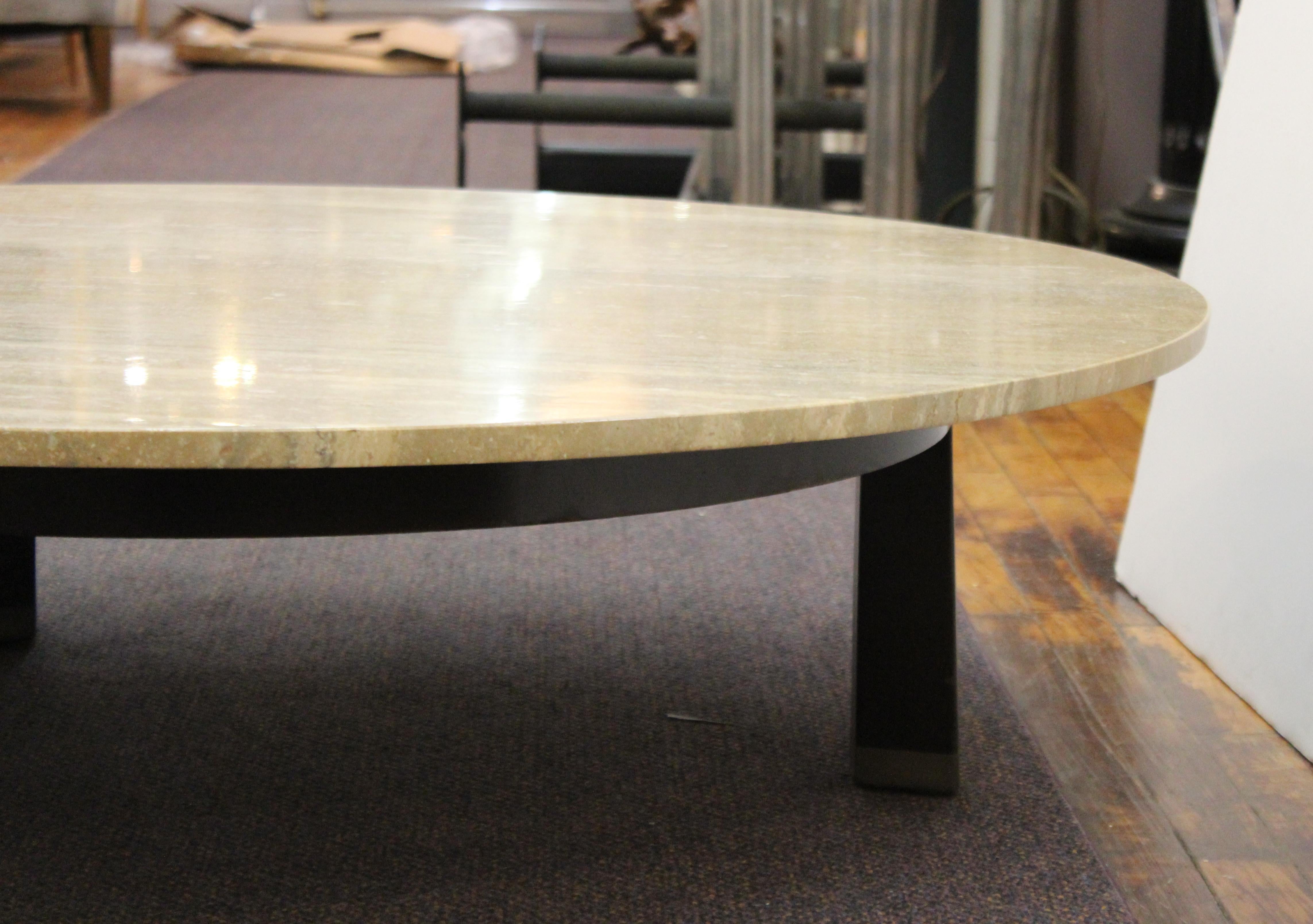 Edward Wormley for Dunbar Mid-Century Modern Coffee Table with Travertine Top 2