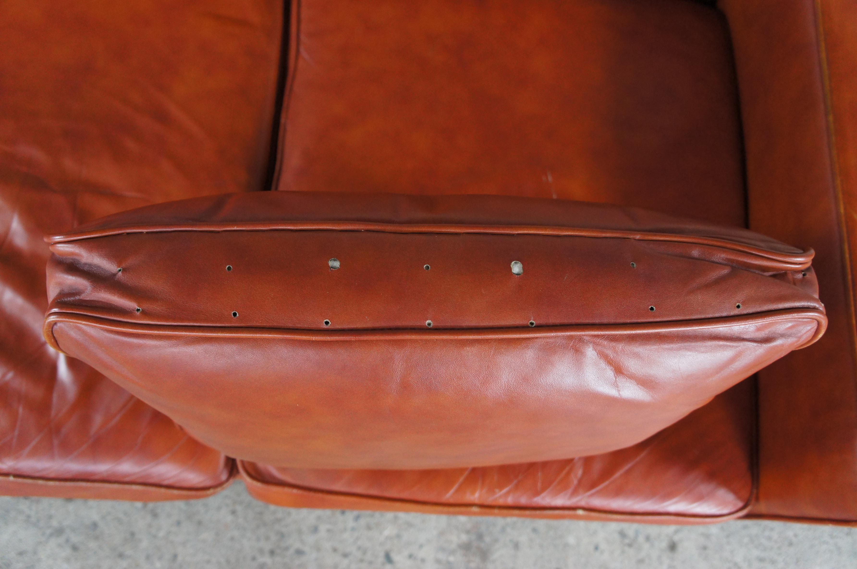 Edward Wormley for Dunbar Mid-Century Modern Leather 3 Seater Cognac Sofa MCM 5
