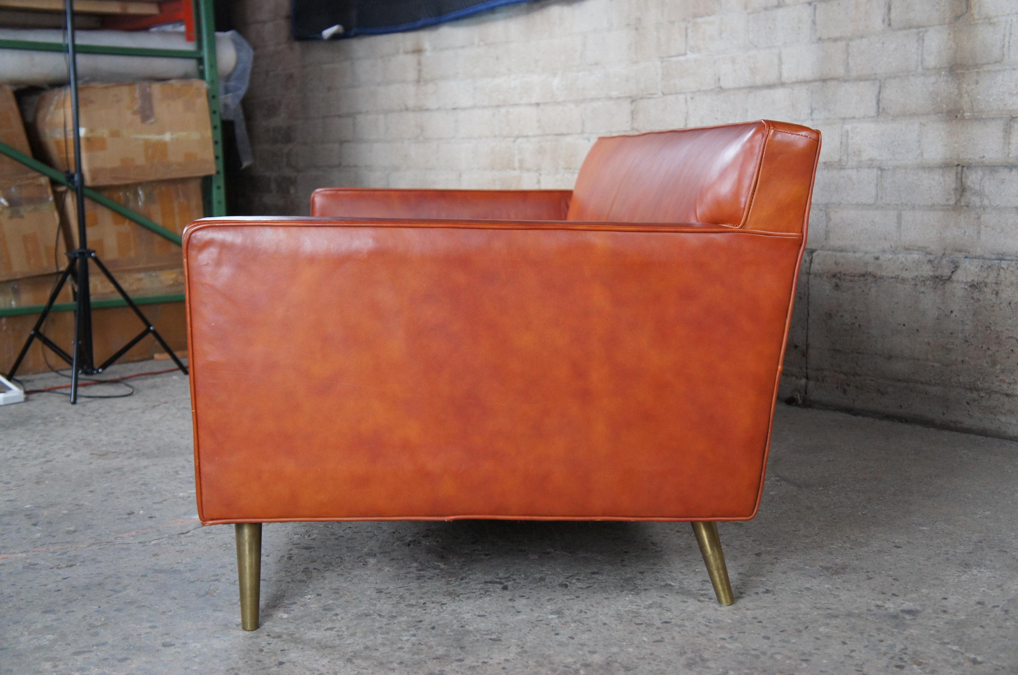 Edward Wormley for Dunbar Mid-Century Modern Leather 3 Seater Cognac Sofa MCM 6