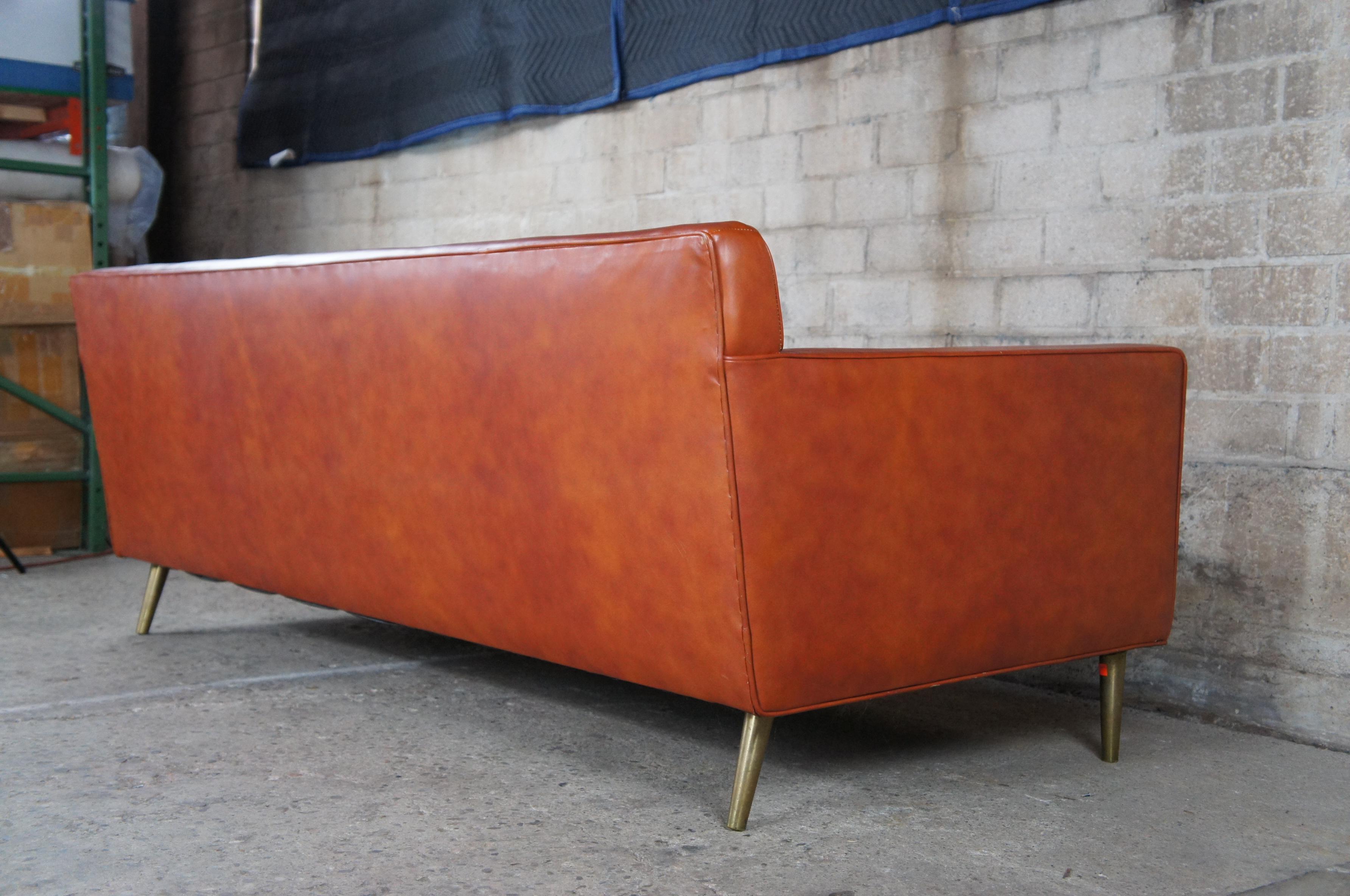 Edward Wormley for Dunbar Mid-Century Modern Leather 3 Seater Cognac Sofa MCM 7