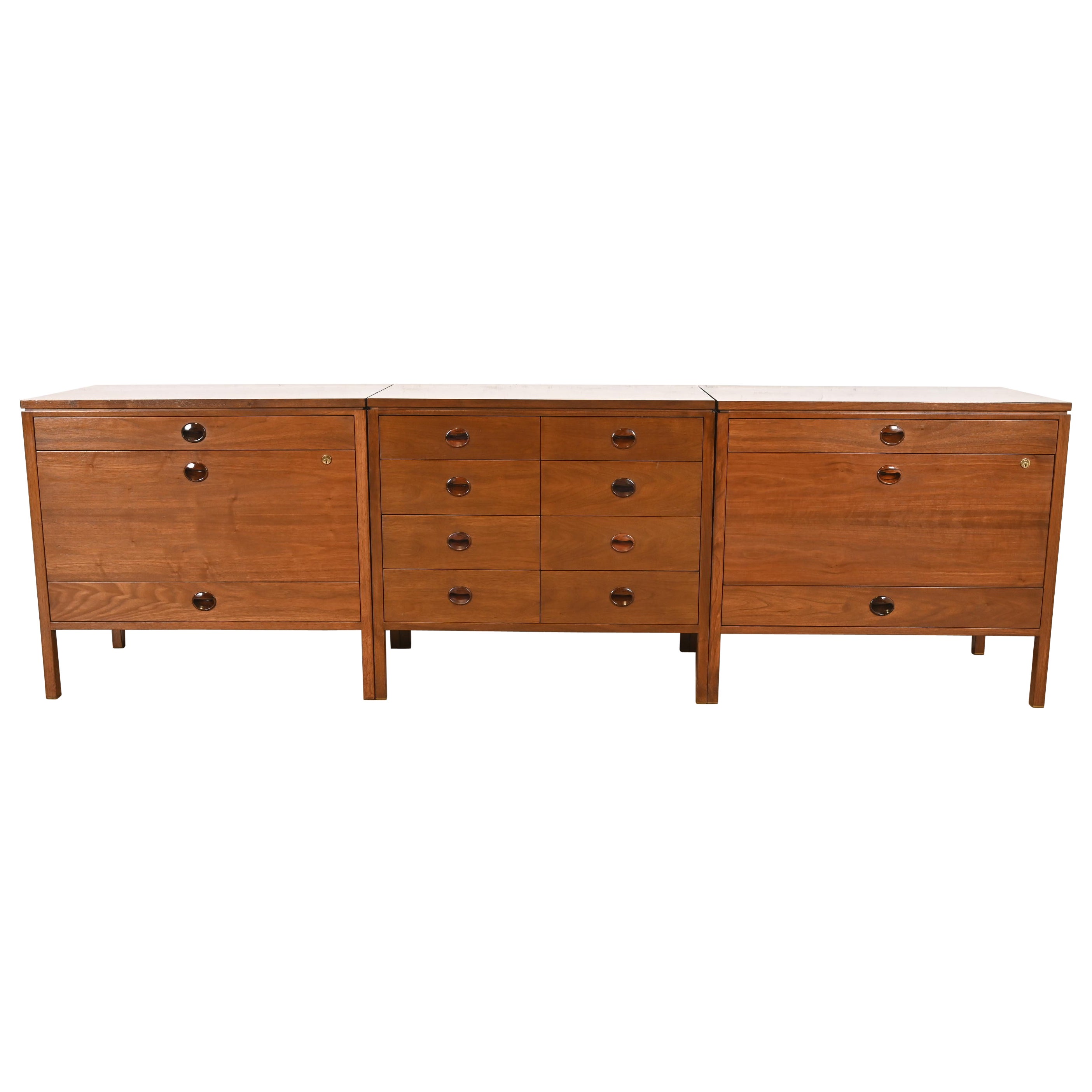 Edward Wormley per Dunbar Credenza moderna di metà secolo in noce e palissandro in vendita