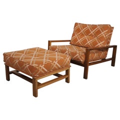 Edward Wormley for Dunbar Mid-Century Modern Walnut Club Lounge Chair & Ottoman