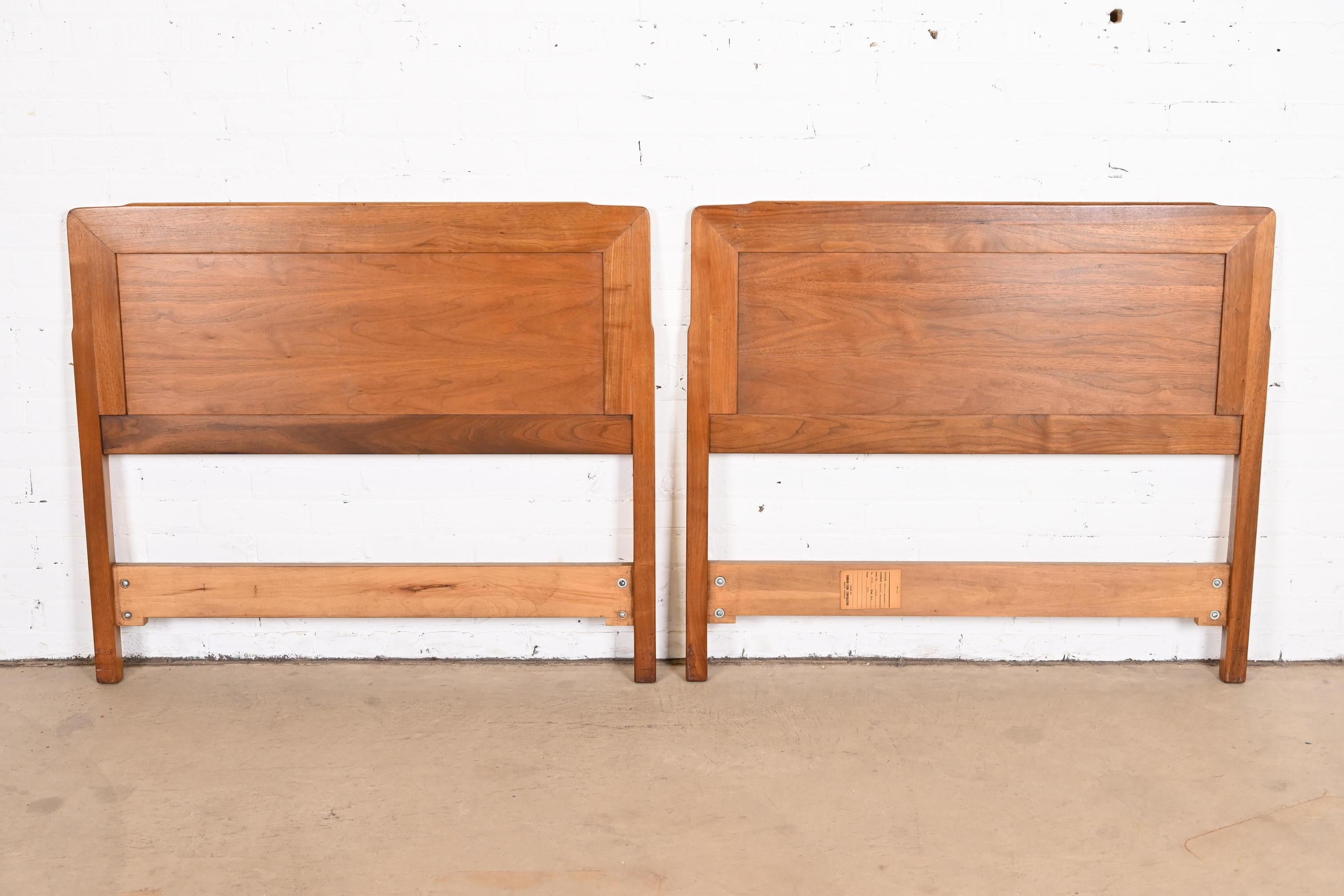 Edward Wormley for Dunbar Mid-Century Modern Walnut Twin Headboards, Pair For Sale 5