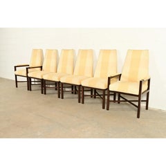 Edward Wormley for Dunbar Mid-Century Modern Walnut X-Base Dining Chairs