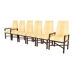 Edward Wormley for Dunbar Mid-Century Modern Walnut X-Base Dining Chairs