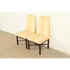 Edward Wormley for Dunbar Mid-Century Modern Walnut X-Base High Back Side Chairs