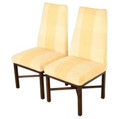 Edward Wormley for Dunbar Mid-Century Modern Walnut X-Base High Back Side Chairs