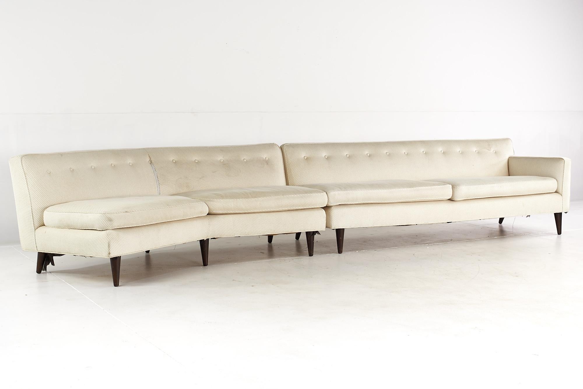 Edward Wormley for Dunbar midcentury sectional sofa

This sofa measures: 165 wide x 29 deep x 28.5 inches high, with a seat height of 18 and arm height of 24 inches

All pieces of furniture can be had in what we call restored vintage condition.