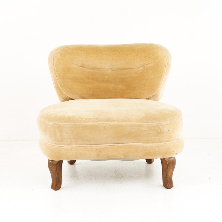 Edward Wormley for Dunbar Mid Century Slipper Lounge Chairs, a Pair In Good Condition For Sale In Countryside, IL