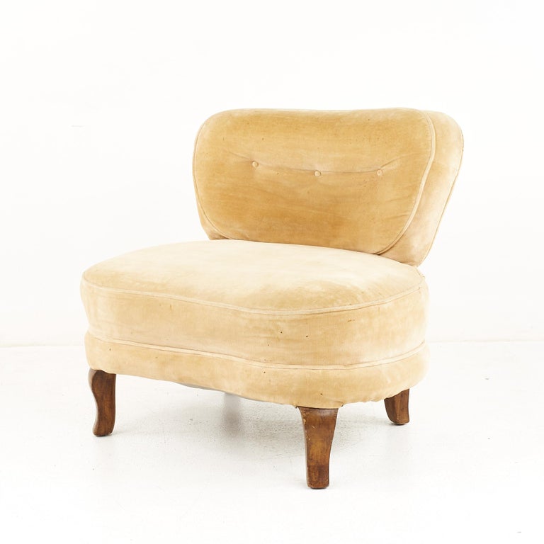 Late 20th Century Edward Wormley for Dunbar Mid Century Slipper Lounge Chairs, a Pair For Sale