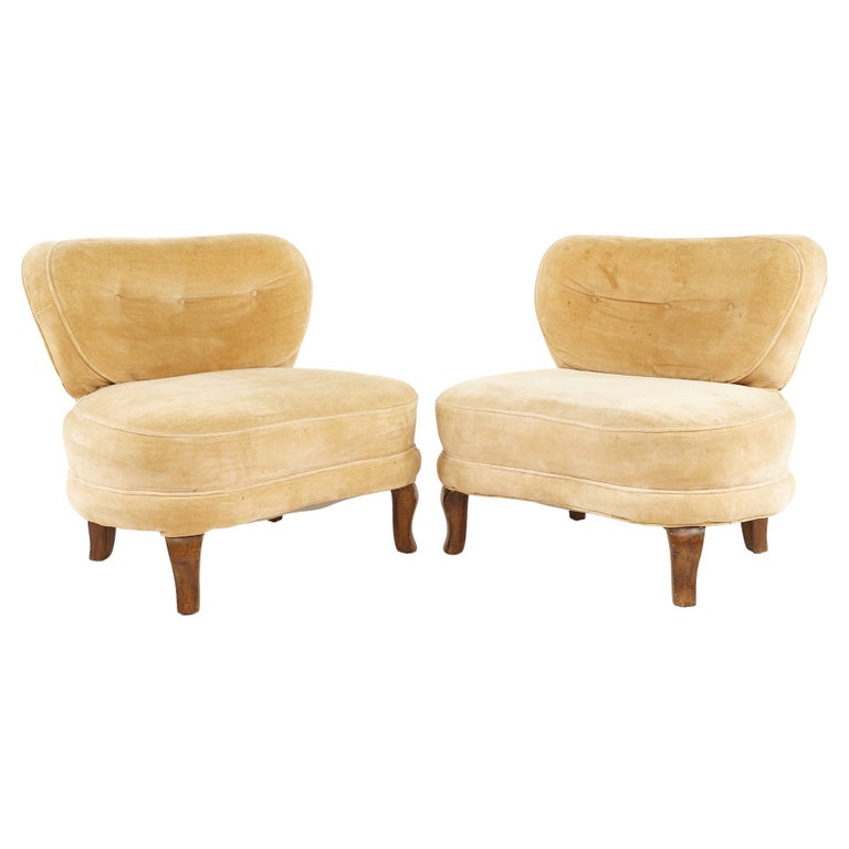 Edward Wormley for Dunbar Mid Century Slipper Lounge Chairs, a Pair For Sale