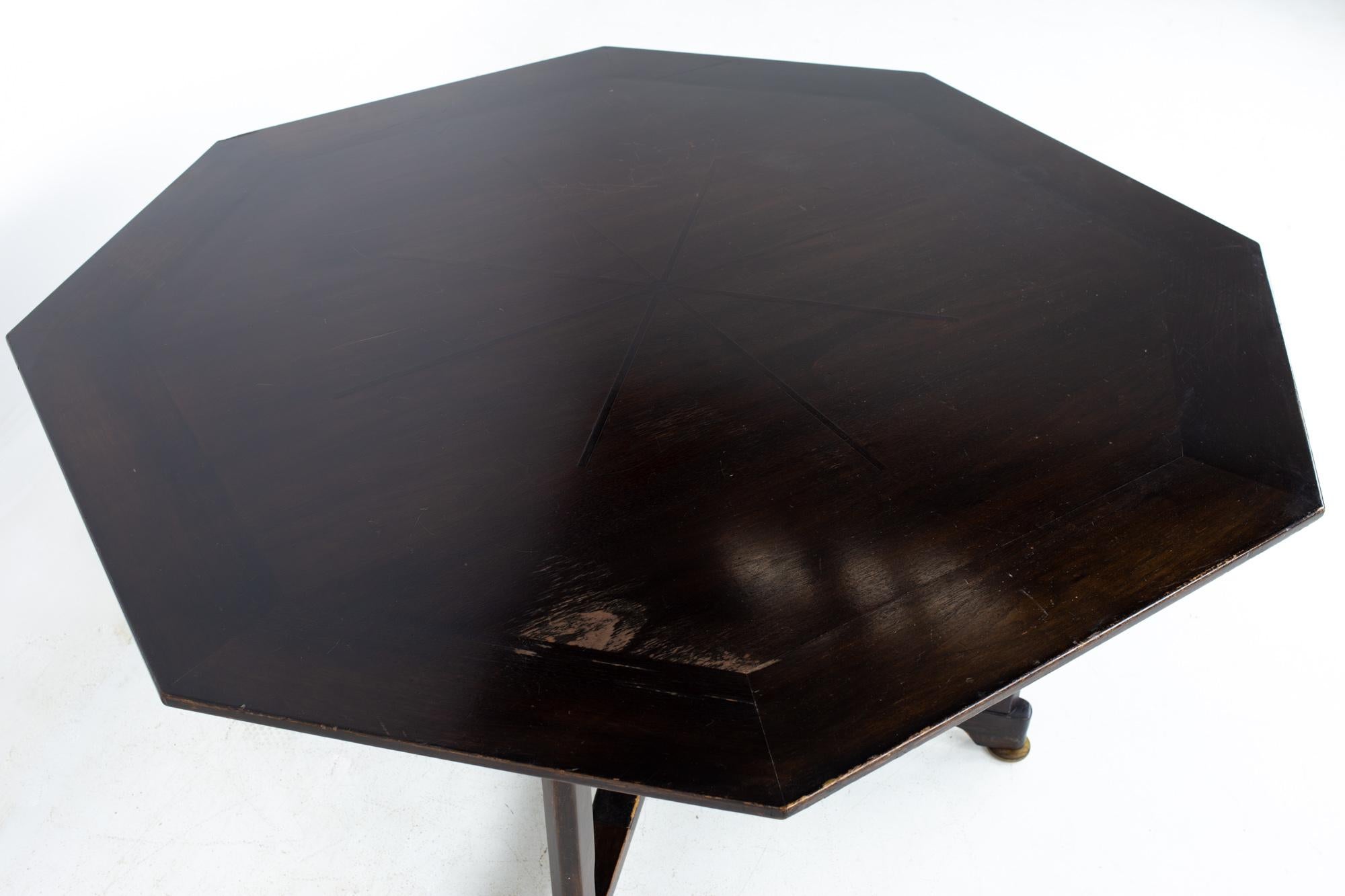 Late 20th Century Edward Wormley for Dunbar Mid Century Sunburst Octagonal Game Dining Table