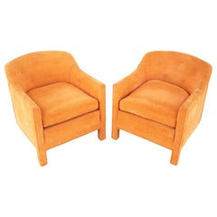 Edward Wormley for Dunbar Style Mid century Tufted Barrel Lounge Chairs - Pair