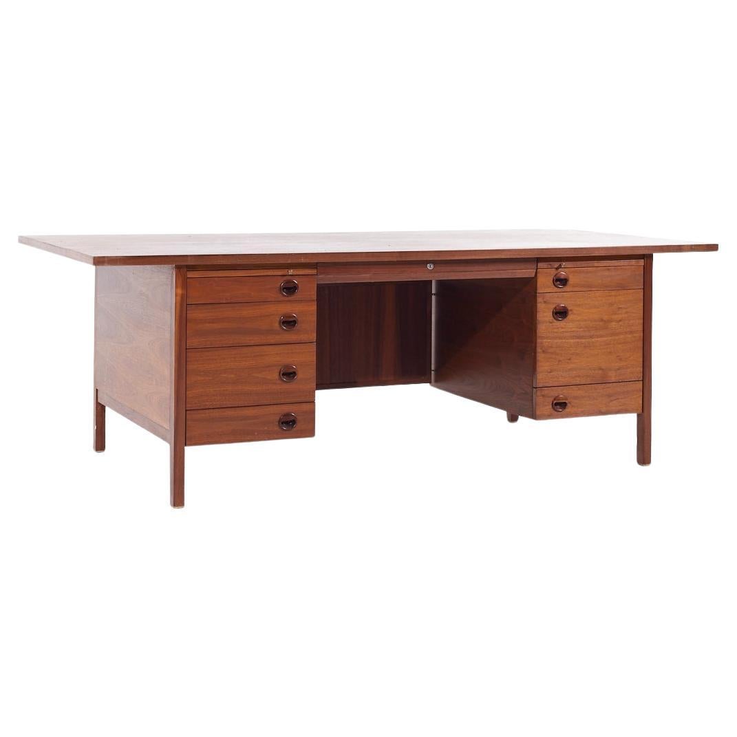 Edward Wormley for Dunbar Mid Century Walnut and Rosewood Executive Desk For Sale