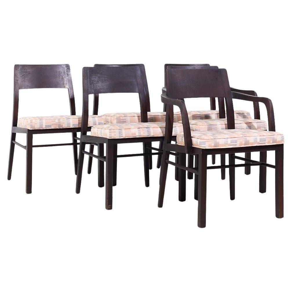 Edward Wormley per Dunbar - Set di 6 sedie da pranzo in noce del metà del secolo scorso