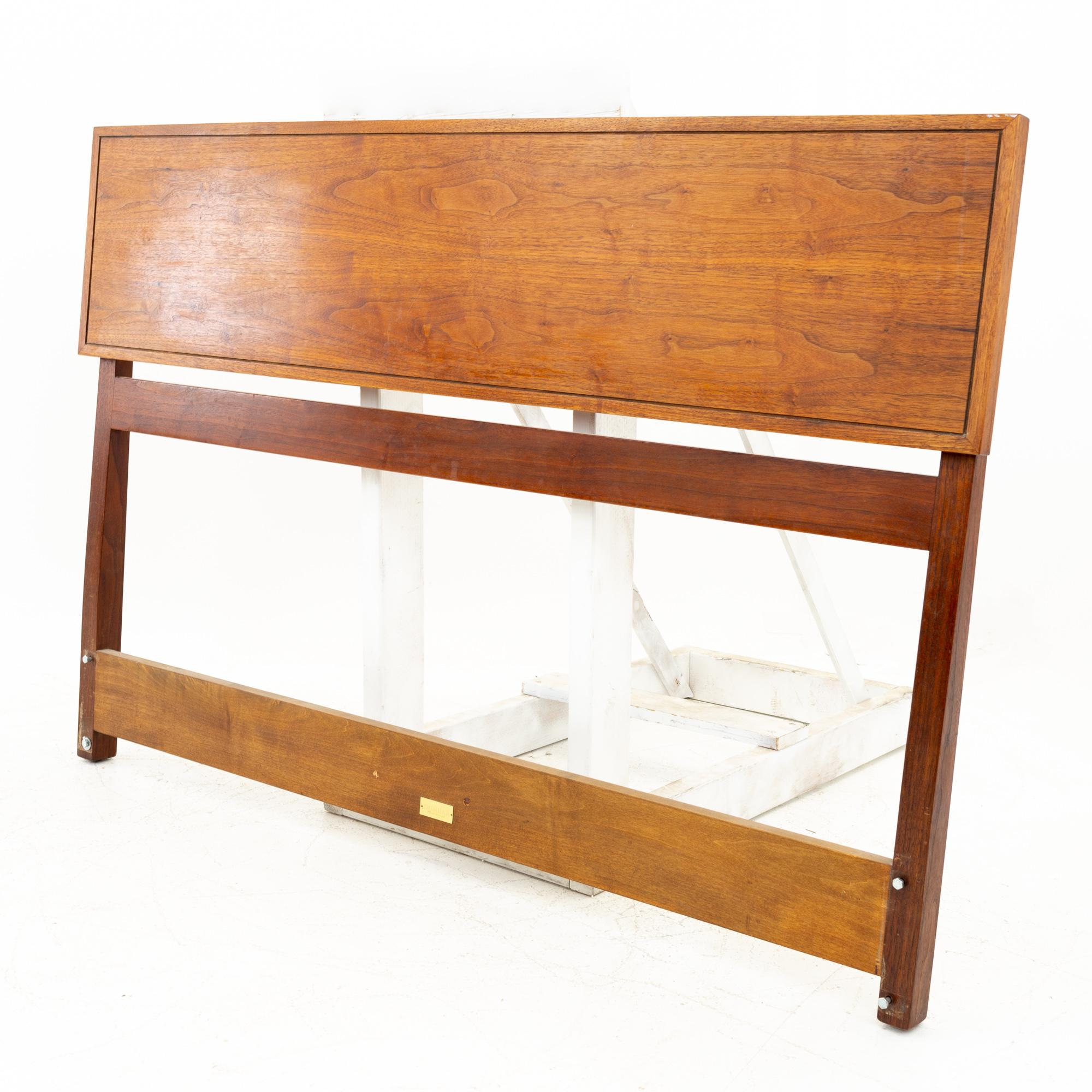 Edward Wormley for Dunbar mid century walnut rosewood and brass headboard
This headboard is 55 wide x 2.5 deep x 37.5 inches high

All pieces of furniture can be had in what we call restored vintage condition. That means the piece is restored