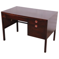 Edward Wormley for Dunbar Midcentury Mahogany and Rosewood Drop-Leaf Desk, 1950