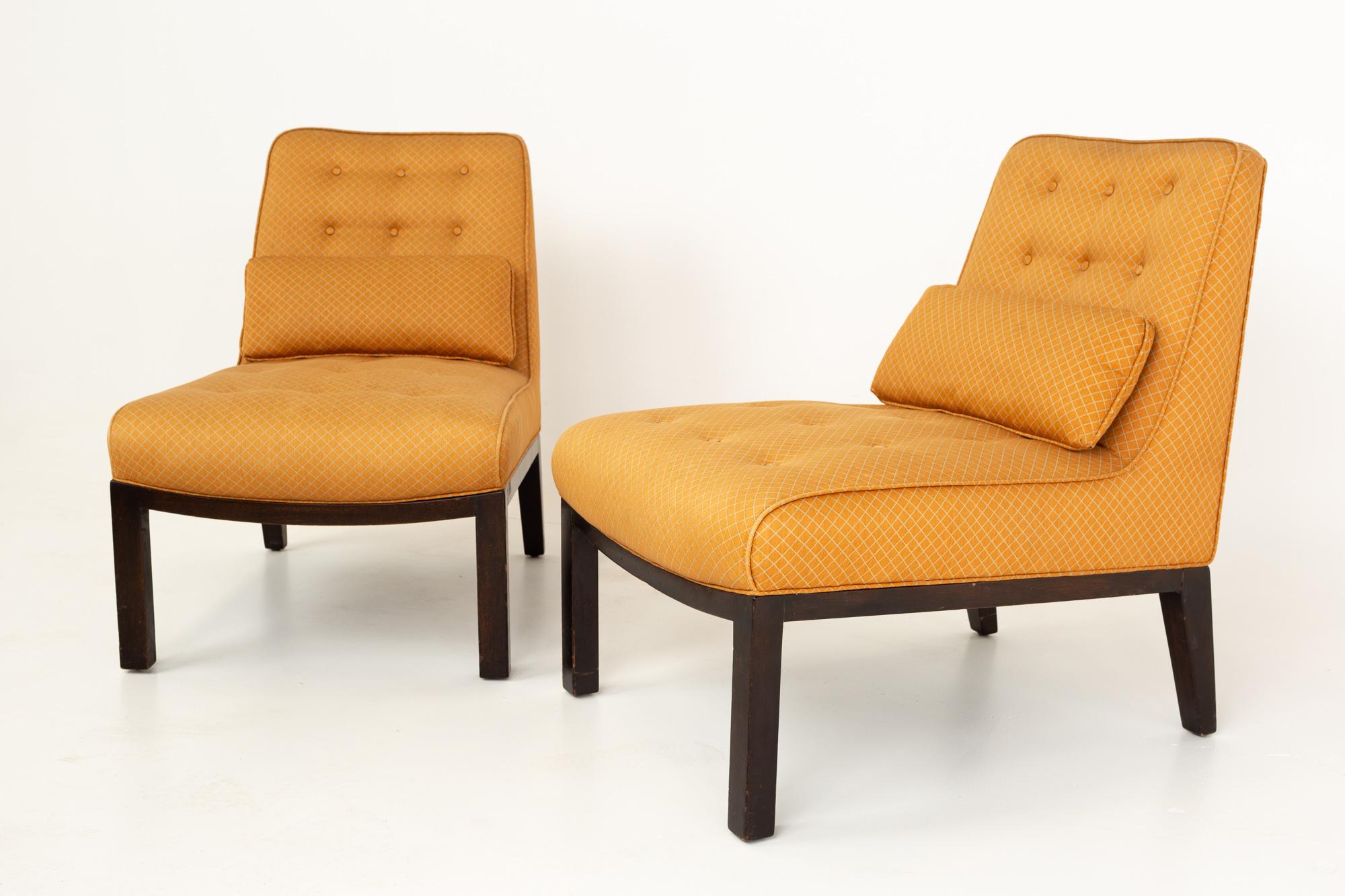 Mid-Century Modern Edward Wormley for Dunbar Mid Century Slipper Lounge Chairs, Pair For Sale