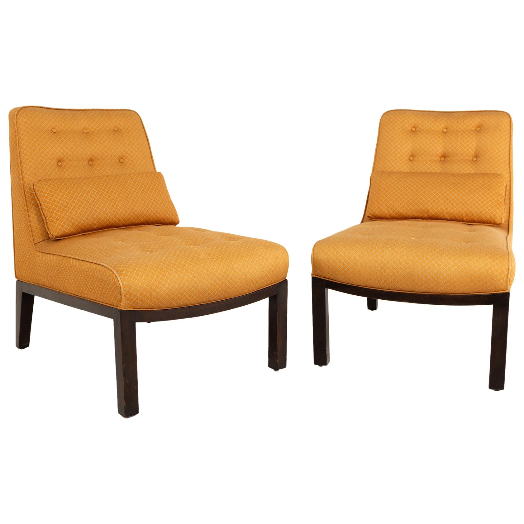 Edward Wormley for Dunbar Mid Century Slipper Lounge Chairs, Pair