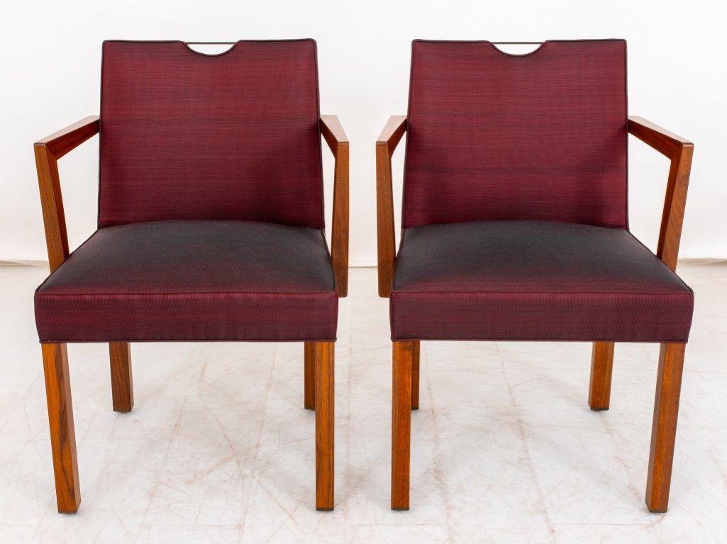 Edward Wormley For Dunbar Dining Chairs model 4592, set of 10, including 2 captains chairs, maroon.

DealerL S138XX