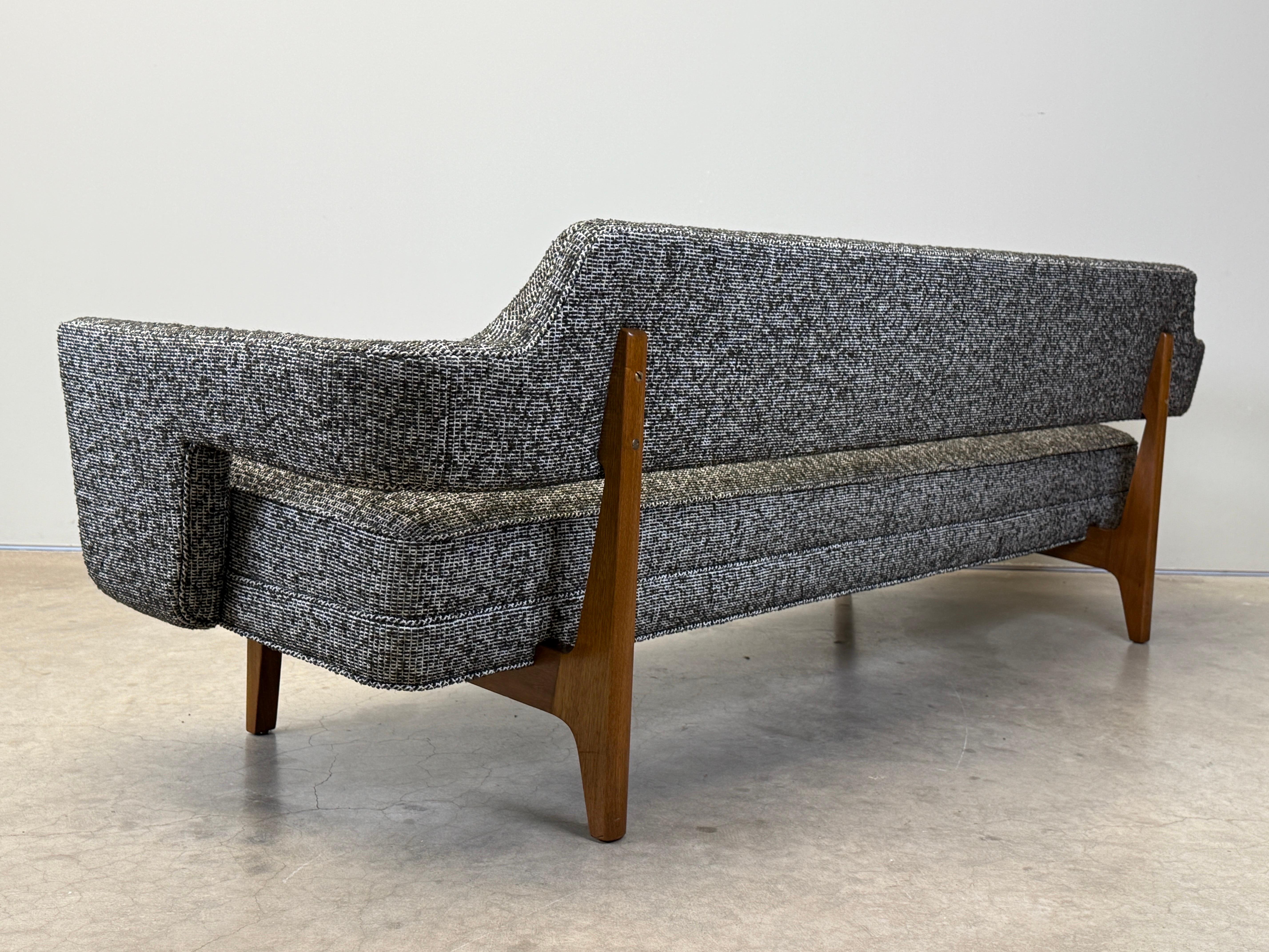 A rare bracket back model 486 sofa designed by Edward Wormley for Dunbar. Fully restored and reupholstered. 