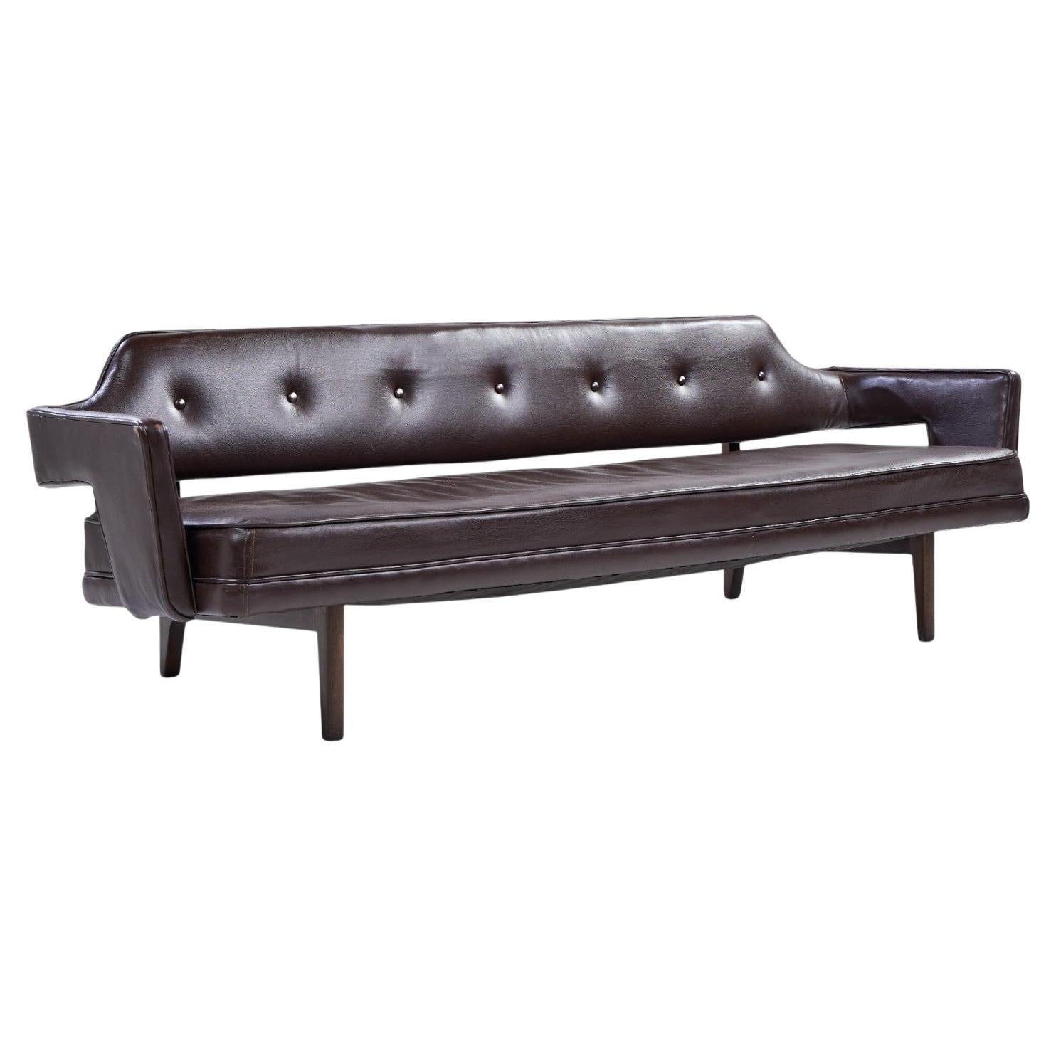Edward Wormley for Dunbar Model 486 Mid Century Bracket Back Sofa For Sale