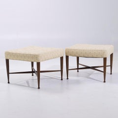 Paire de tabourets Thebes en acajou du milieu du siècle dernier Edward Wormley pour Dunbar Modèle 5002