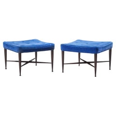 Edward Wormley for Dunbar Model 5002 Mid Century Thebes Mahogany Stools - Pair