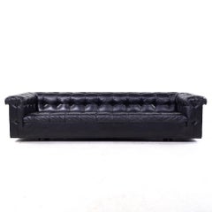Edward Wormley for Dunbar Model 5407 Mid Century Black Leather Party Sofa